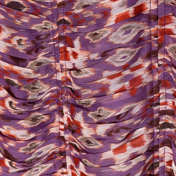 Zara Mini Chiffon Printed Dress Purple Gold Sparkle Spaghetti Straps Size XL - Picture 5 of 7